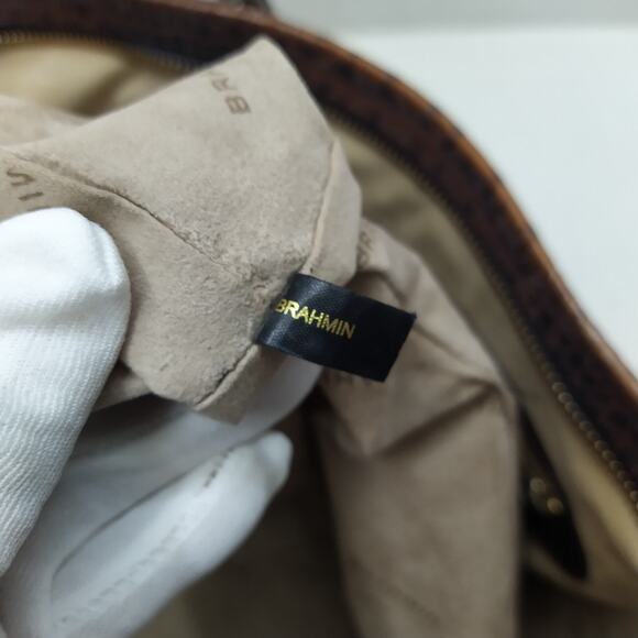 Brahmin Black Leather Double Handle Zipper Closure Tote Shoulder Bag - Picture 12 of 16